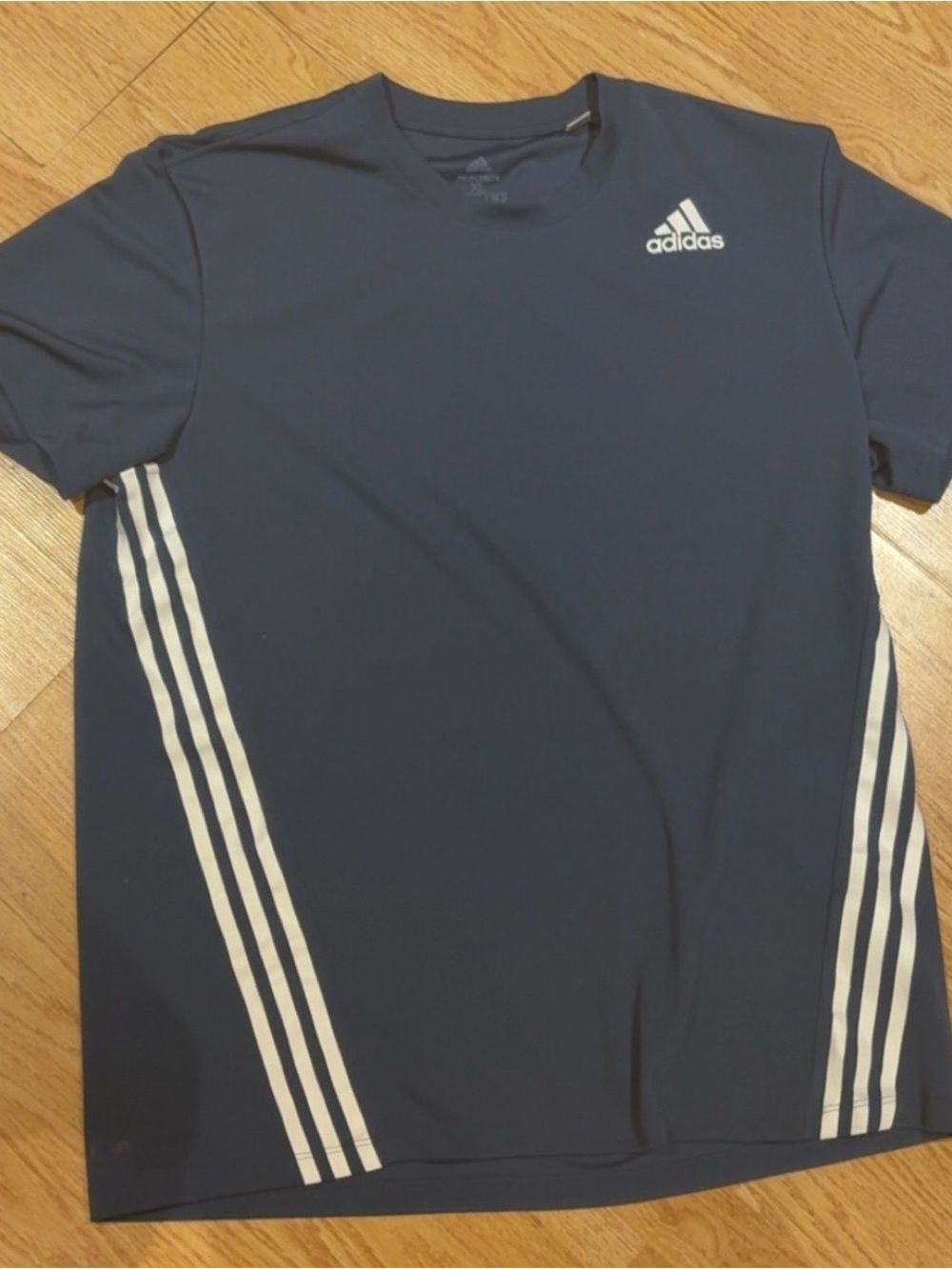 adidas Navy Athletic Tee with White Side Stripes